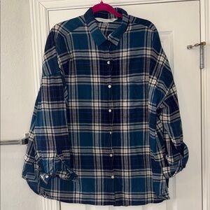 Old Navy Blue Plaid “The Boyfriend” Shirt